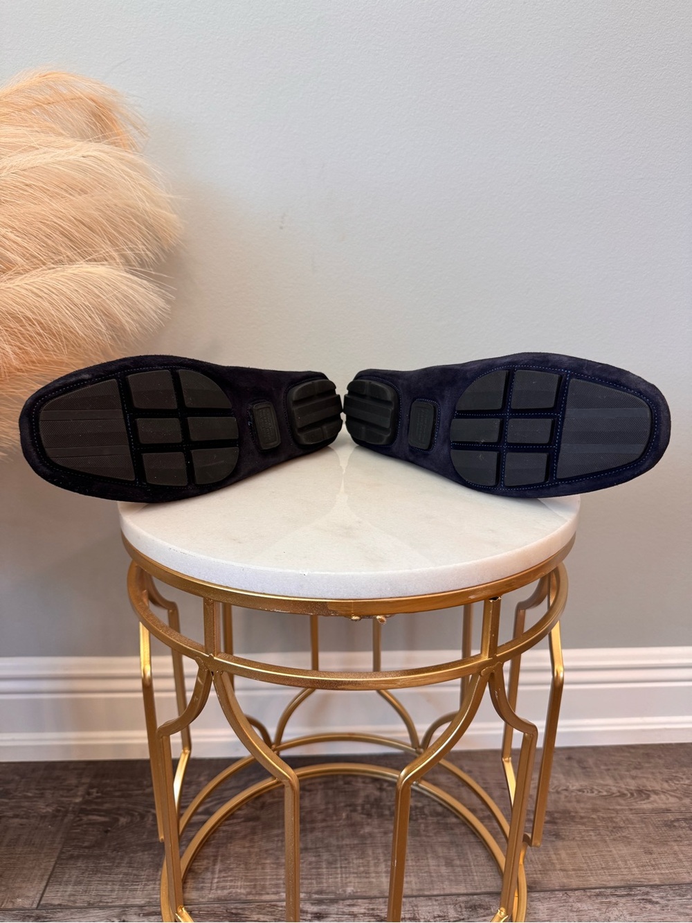 To Boot Navy Suede Penny Loafers with Contrast Stitching - Picture 7 of 11